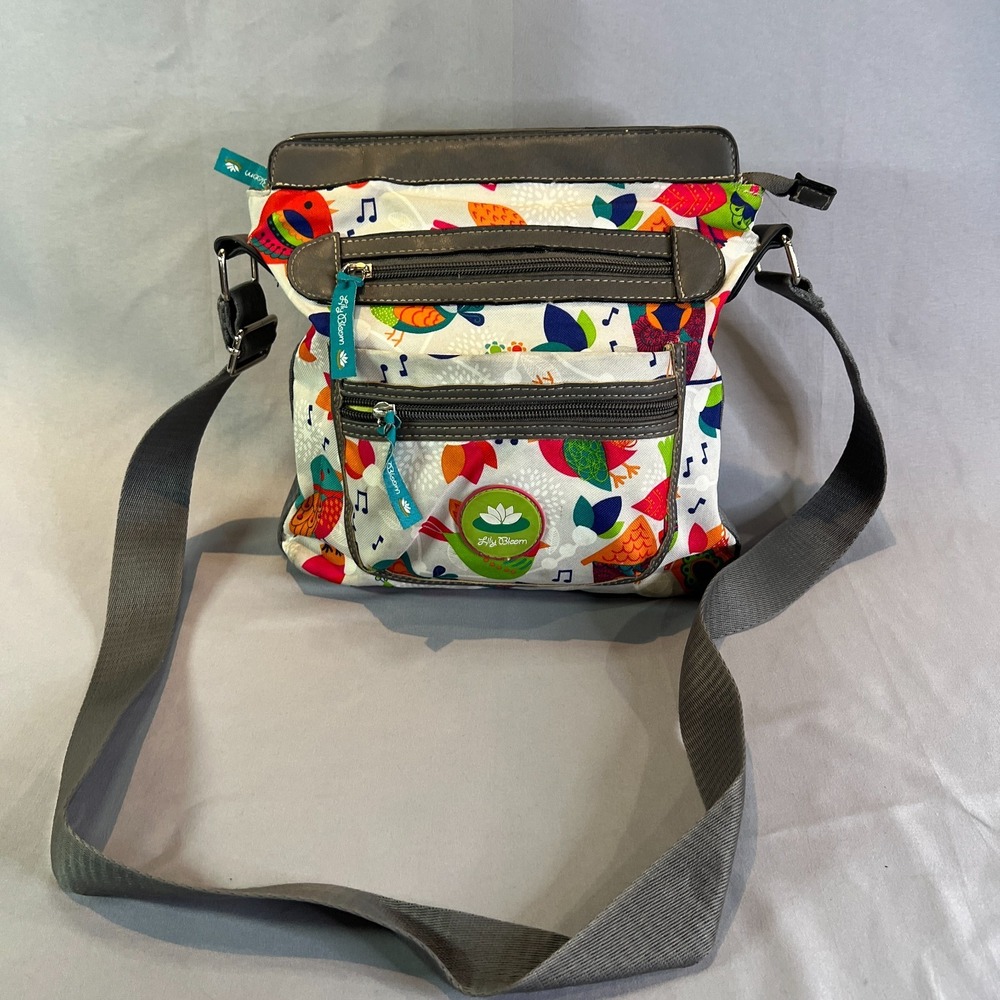 Lily Bloom Crossbody Bag Women Multi Birds & Birdhouse Adjustable Shoulder Strap
